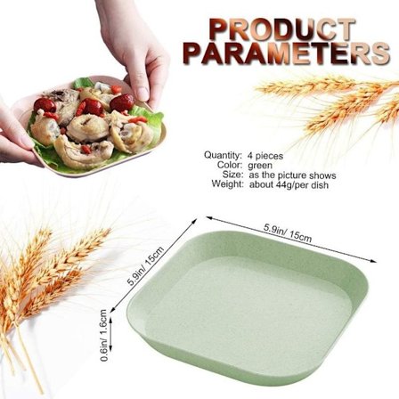 Robust salatplate brødplate sett, 4 mini firkantede lys