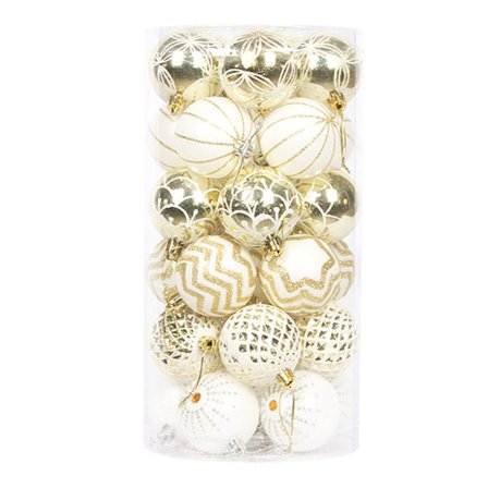 #Gull 30 stykker julekuler 6cm#