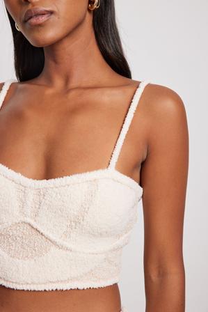 NA-KD Trend Stickad singlet med korsettdetalj - Crop Tops - Beige - XX-Large