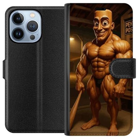 Kompatibelt Plånboksfodral till Apple Apple iPhone 13 Pro Italiensk Brainrot träfigur