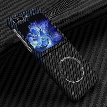 Kolfiber Flip Fodral för Samsung Galaxy Z Flip 6 5G, Kompatibelt med MagSafe, Slimmat Ultratunt Aramidfiber Robust Skydd