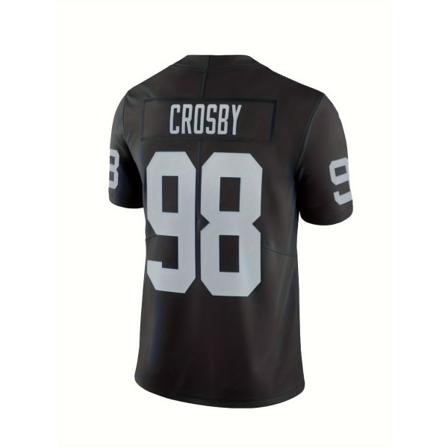 Mænds klassiske sorte #98 amerikansk fodboldtrøje: Broderi Åndbar V-hals Rugby Sportsuniform Til Træningskonkurrence,XXXL