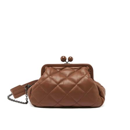 Max Mara Weekend, MAX Mara Weekd Pasticcino Matelé Brown Large Clutch Bruin, Dames, Maat:ONE Size,leer