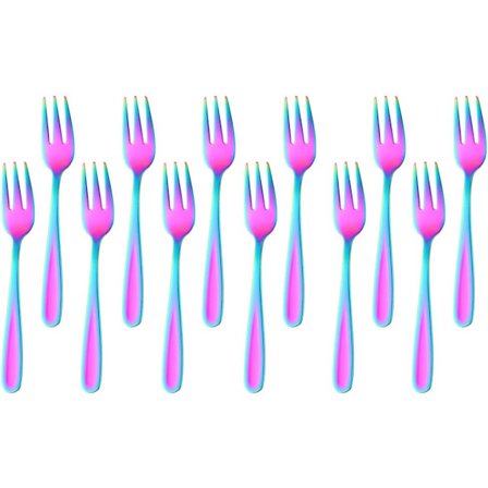 Cake Forks, 12 Pieces, Dessert Forks, Stainless Steel Cake Forks, Fruit Forks, Small Forks for Wedding, Cake, Tea, 13.6 cm Long