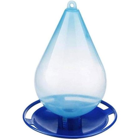 (Blå) Bird vann dispenser, hengende fuglemater for ville fugler, med krok, for utendørs bruk