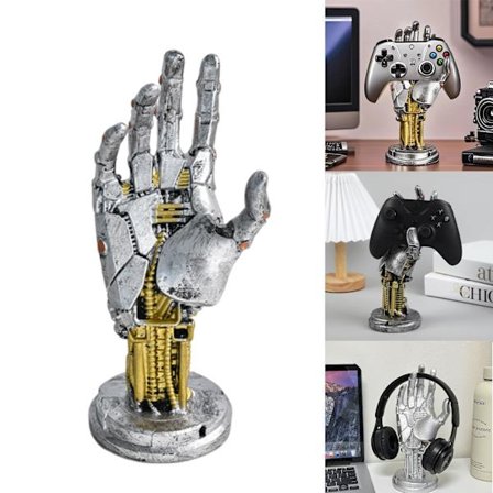 Cyberpunk Mekanisk Håndstand - Universal Gaming Headset og Controller Holder til Skrivebord - Robotarm A