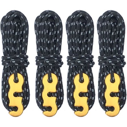 Reflekterende telttov, 3mm diameter nylontov campingtov webbing strammer til camping vandring telt markise (sort (Φ3mm) - 4 stykker)