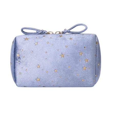 Velvet Makeup Bag with Golden Stars Soft Zipper Cosmetic Bag