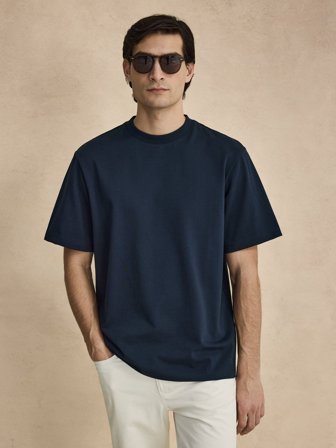 John Henric Men's Navy Blue Casual Fit T-Shirt Cotton Size S