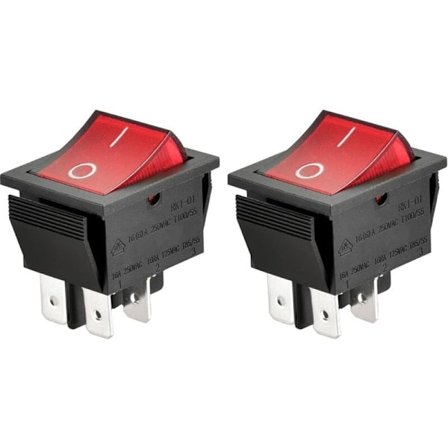 4-polet ON/OFF vippekontakt, rødt lys (sæt med 2)