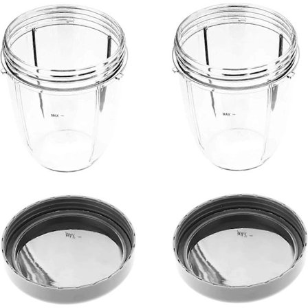 Sett med 2 53 cl-kopper med erstatningslokk for Nutribullet 600 W/900W blender