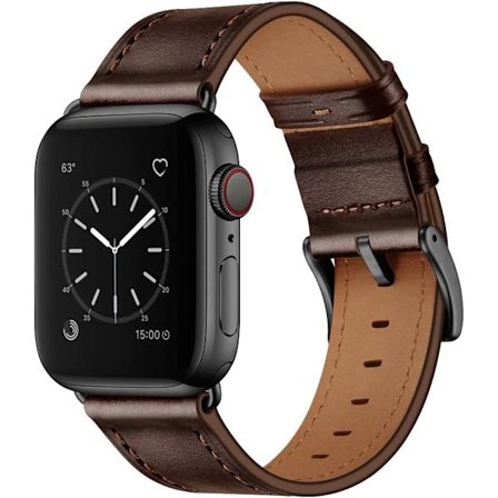 Kompatibel med Apple Watch Rem 45mm 44mm 42mm, Ægte Læder