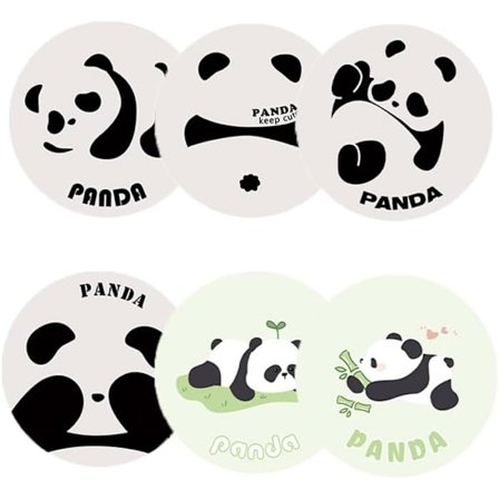 Søte Panda Brikker, Borddekorasjonsbrikkesett, Flekkbestandig, Sklisikker, Brikker for Vin, Glass, Te, Kaffe, Øl, Innflyttingsgave