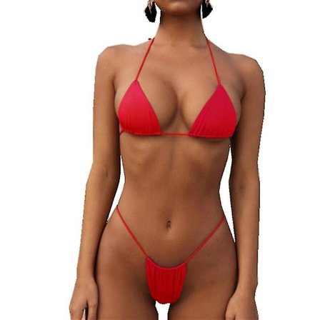 Women Two Piece Swimsuit Sexy Swimwear Halter String Triangle Bikini S