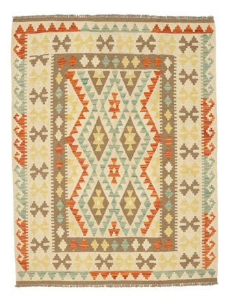 Hand Woven Kilim Afghan Old Style Rug 152X197 Wool Orange/Brown Small