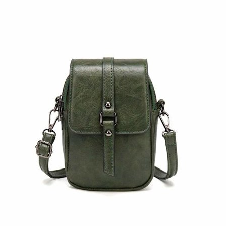 Vintage Crossbody Taske til Kvinder Lille Skuldertaske og Håndtaske PU Læder med Kvaster og Nitter