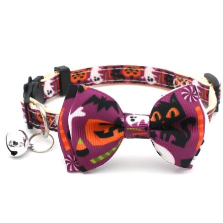 2 Halsband för husdjur Halloween-serie Band Kattkrage Rosett Kattkrage med klockor