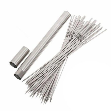 10 stk genanvendelige grill spyd med opbevaring rør rustfrit stål grill nål pind til udendørs camping picnic værktøj