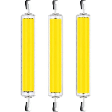 R7s LED Halogenlampa 360 graders strålvinkel Glasrör COB Ljus 220v Hem Ersättningslampa 3-pack Varmvit 3000k 50w 118mm Stöd för dimmer