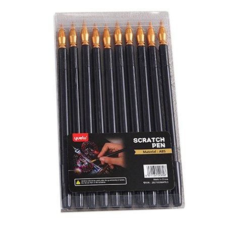 Ridseværktøjer Scratch Color Pen Dobbelt spids Scratch Coloring Stylus Paper Art Set