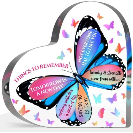Ting at huske skilt, Inspirerende gave, Recovery Self Care Opmuntre gave til venner Kolleger, Positiv bekræftelse Sommerfugl Skrivebordsindretning 