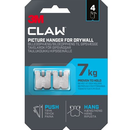 3M Claw Tavelkrok for gipsvegg 7 kg 4-pakning