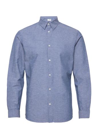 Slhslim-New Linen Shirt Ls Noos Blue Selected Homme