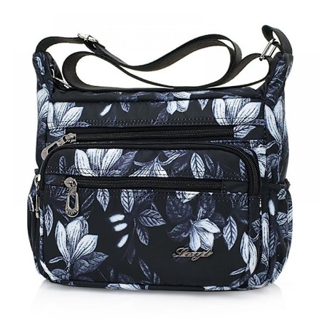 Dametasker i Nylon med Blomstermønster - Skuldertaske, Crossbody Taske, Messenger Taske, Rejsestaske med Justerbar Rem, Vandafvisende A916-459