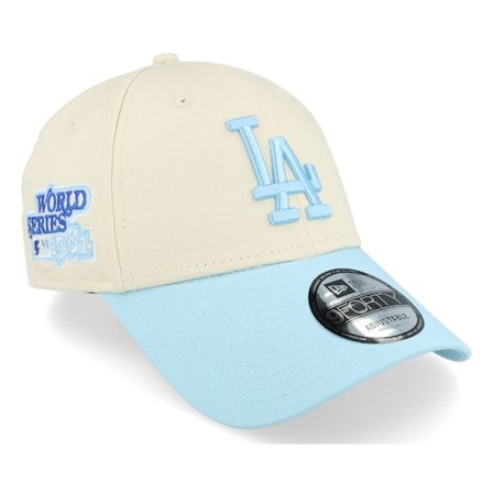 New Era - MLB Blanc adjustable Casquette - Los Angeles Dodgers World Series Patch 9FORTY White/Light Blue Adjustable @ Hatstore