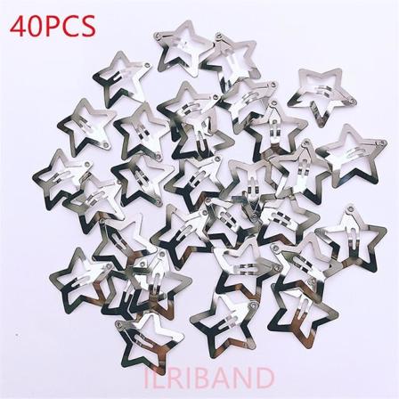 40 stk/parti 3 cm Silver Star Hårklemme Metal Snap Clip Hårnåler Barrettes For Girls