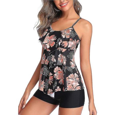 Naisten Tankini-uimapuvut Kerroksellinen Ruffle Flounce Tankini Poikashortseilla
