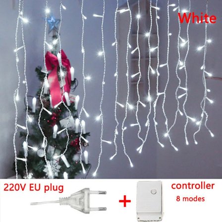 4-20M Gardin Islykter LED Lysstreng Bryllupsfest Lampe Feriebelysning Juledekorasjon for Hjem Takfot Gatedekorasjon 20X0.6M 500Leds