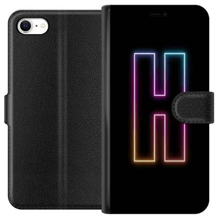 Kompatibel Tegnebogsetui til Apple Apple iPhone 6s Minimalistisk neonbogstav H i farveskiftende lys mod sort baggrund med moderne typografisk følelse