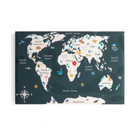 Acoustic panel IMAGE, world map, 1200x800 mm