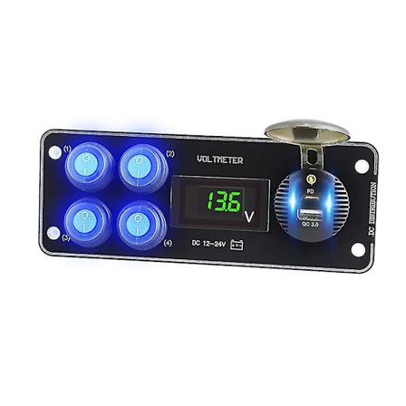 Strömbrytarpanel 12-24 (v) Billaddarbrytare Modifierad panel Kombinationsbilrum (grön)