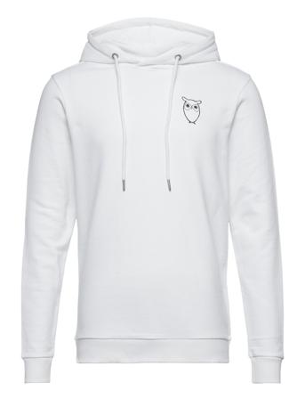 Elm Hood Small Print Owl Sweat - Go White Knowledge Cotton Apparel