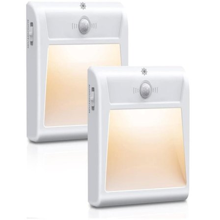 Nattlampe 2-pakning Bevegelsessensor Nattlampe Automatisk På/Av for Soverom Gang Kjøkken Barnegave Hvit