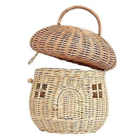 Sopp Kurv Oppbevaringskurv med Lokk - Rattan Sopp Dekor, Cottagecore, Boho Dekor, Gave