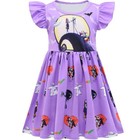 Girl Halloween Crew Neck Fluffiga Ärmar Fancy Dress Cosplay
