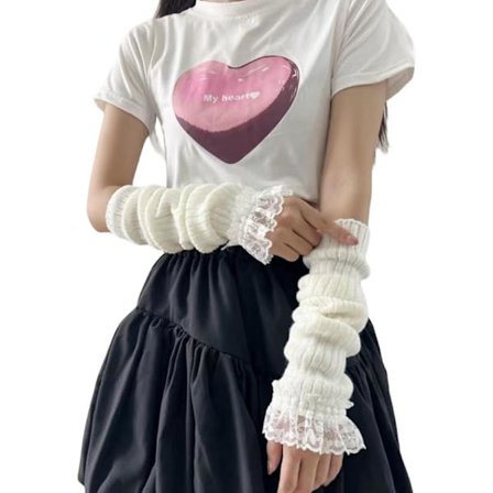 1 Par Dame- & Teenager-Strikkede Blondeærme Varmere Japansk Harajuke Cosplay Lolita Søde Strikkede Fingervanter
