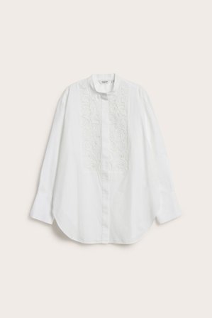 Kappahl | Lang skjorte med broderier Hvit L | Hvit