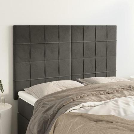 Vidaxl Huvudgavlar 4 St Mörkgrå 72x5x78/88 Cm Sammet Grå