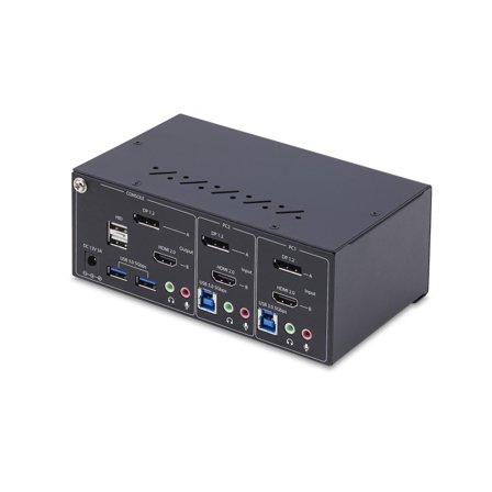 StarTech 2-Port Dual-Monitor DisplayPort and HDMI KVM Switch 4K 60Hz 2-Port USB 5Gbps Hub 2x USB HID Ports TAA Compliant