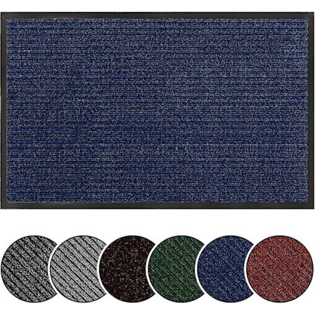 Dørmatte for å fange smuss, utendørs, 40x60cm, dørmatter for inngangsdører, vaskbar dørmatte for innendørs og utendørs bruk med gummiert bakside, blå