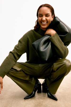 Kappahl | Spodnie z imitacji skóry | Zielony