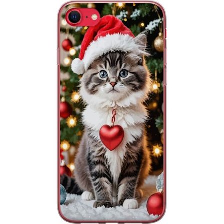 Kompatibel Mobilcover til Apple iPhone SE (2022) Sød jule-kat julemands-hue hjerte ornament træ festlig
