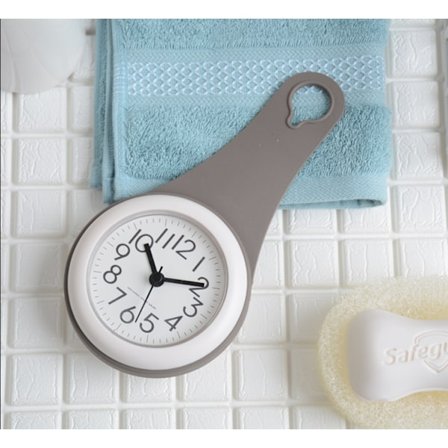 Tyst baderom vanntett og anti-dugg sugekopp veggklokke, grå 1 stk
