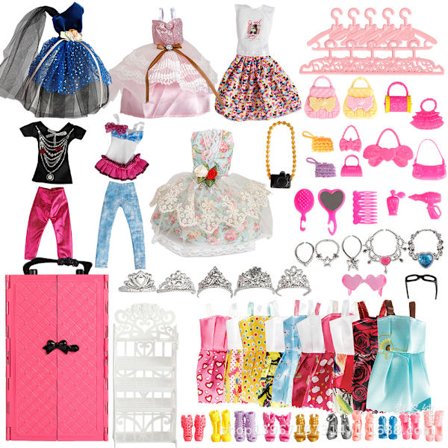 Barbie Fashionistas Le Dressing de Rêve rosa och blond docka, levereras med galgar och mer än 66 accessoarer, leksak för barn