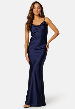 Bubbleroom Occasion Mercie Waterfall Gown Dark blue Klær