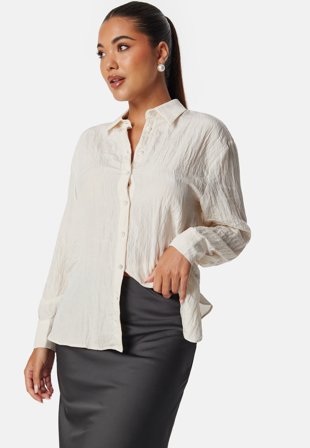 Bubbleroom - Button Structure Shirt - Cream - Kläder